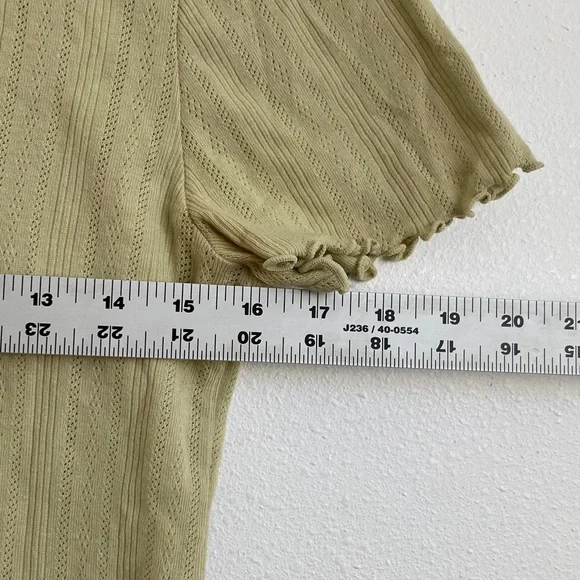 J. Crew Pointelle short-sleeve knit cardigan Small Sage Button-Up Sweater - Picture 3 of 7